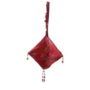 Red hanging purse with beads